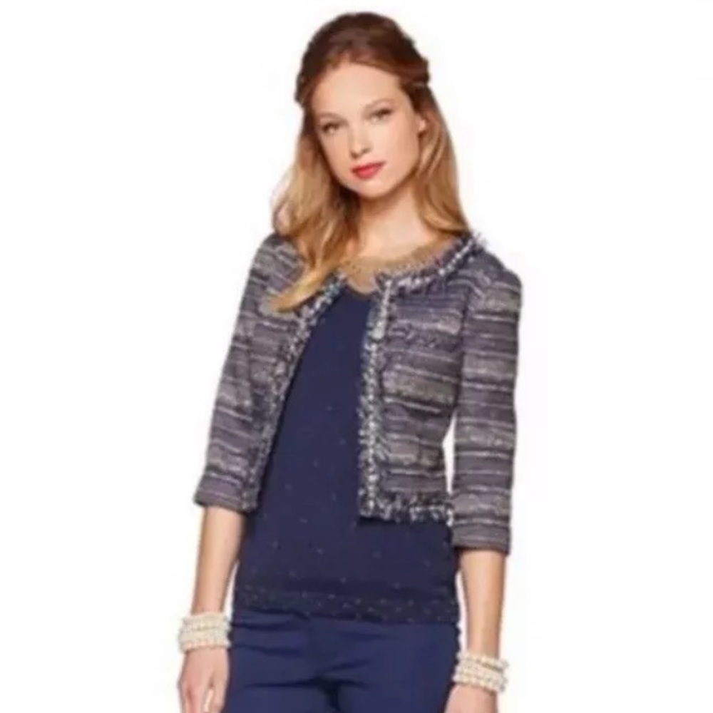 Lilly Pulitzer Hagen Boucle Navy Metallic Jacket